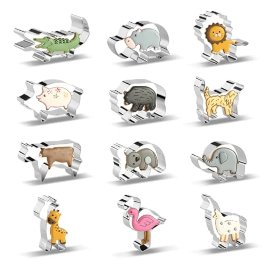

Animal Ce Cutters for Safari Zoo Animals 12 PCS Ce Cutters Set with Lion Giraffe Hippo P Koala Elephant Dog Crocodile Flamingo