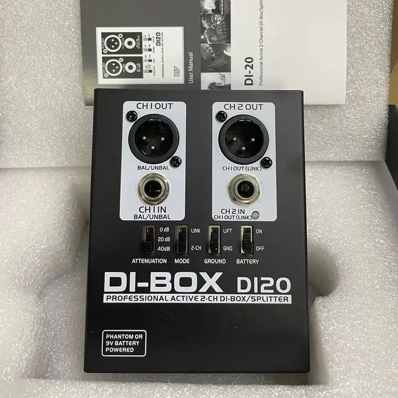 

Passive Audio DI Box Direct Injection Box Low Noise Guitar Bass DI TRS 2 Channel Audio Converter Available batteries Mixer Audio