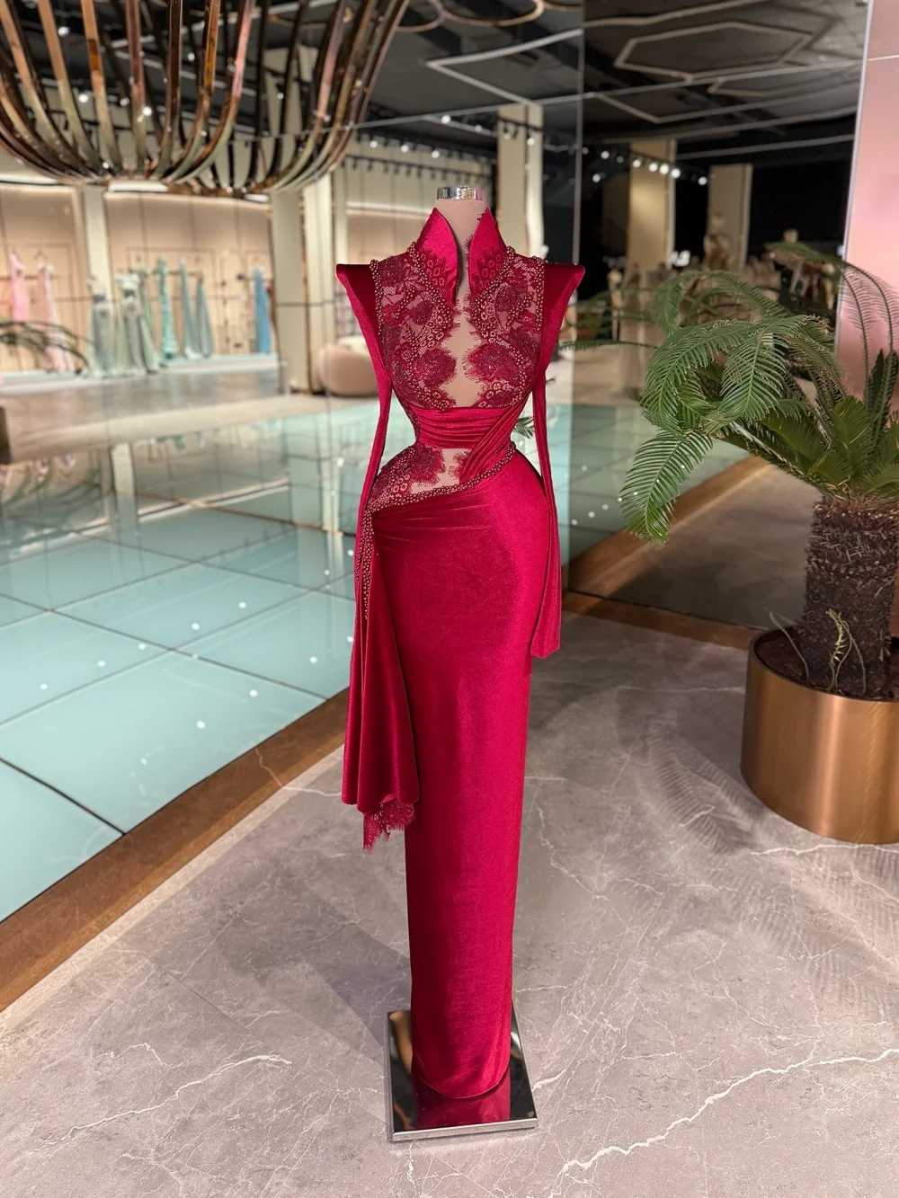 

Elegant Velvet Evening Dress Graceful A-Line Evening Gown 2026 Sexy Deep V A-Line Floor-Length Party Gown Customized