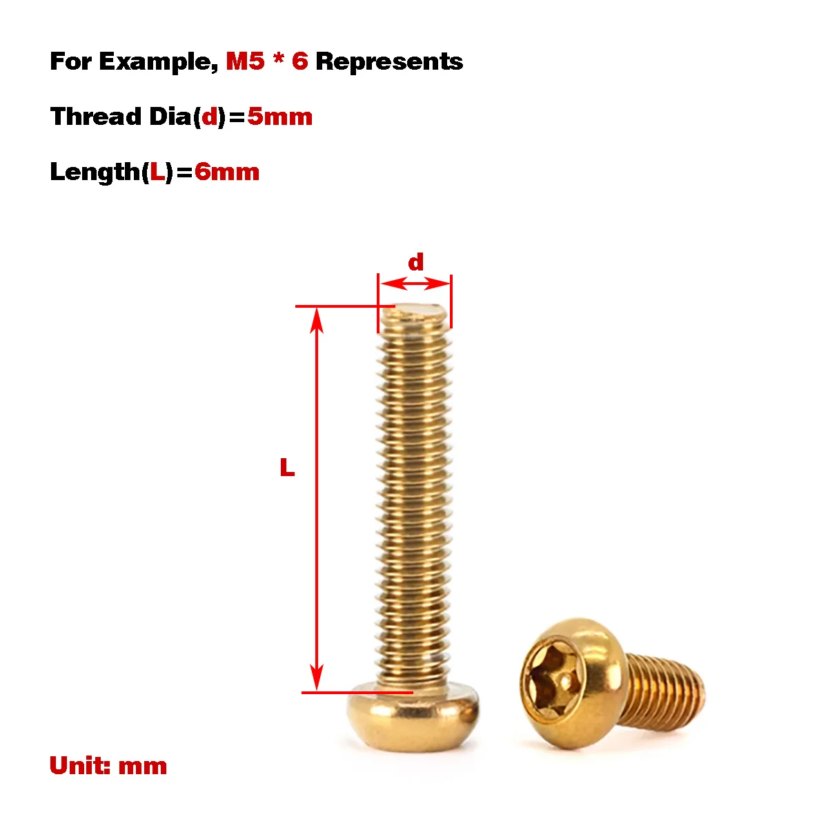 Titanium Gold Plum Blossom Anti-Theft Bolt / Motorcycle Modification Screw M5M6