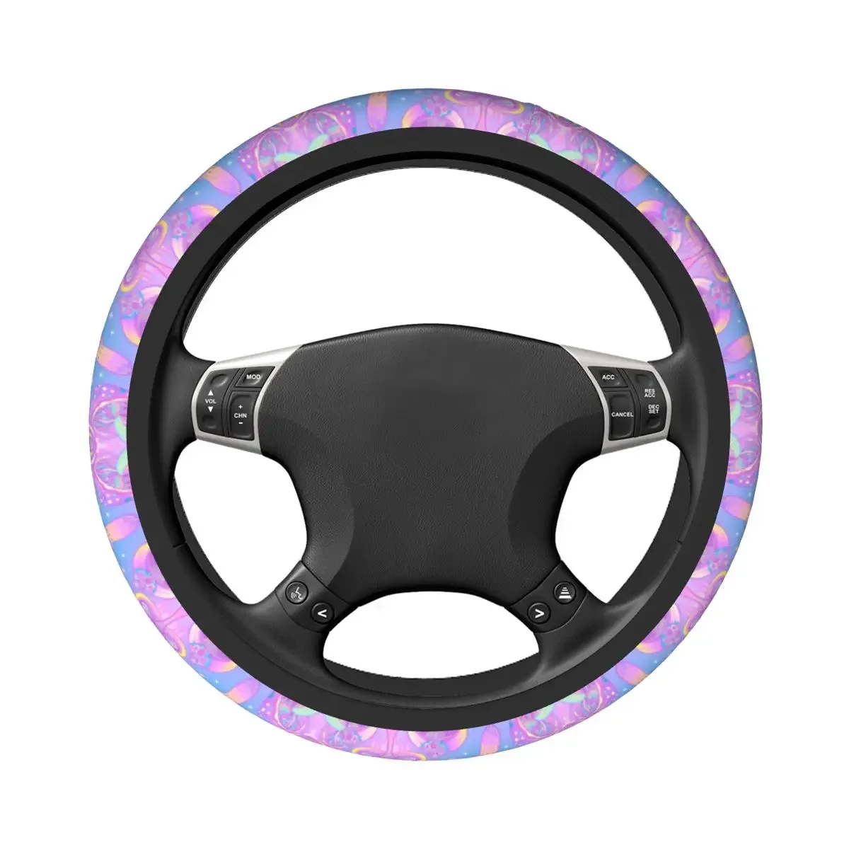 Kawaii Psychedelic Magic Mushrooms Steering Wheel Cover Soft Steering Wheel Protector Universal Fit 15 inch Car Accessories