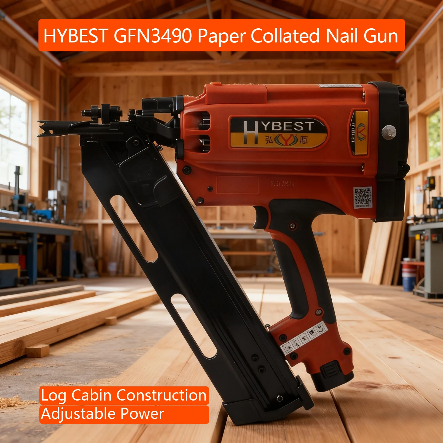 HYBEST GFN3490 Cordless Nail Fixing Gun Gas-Powered Framing Nail Gun And Stapler for DIY Home Improvement