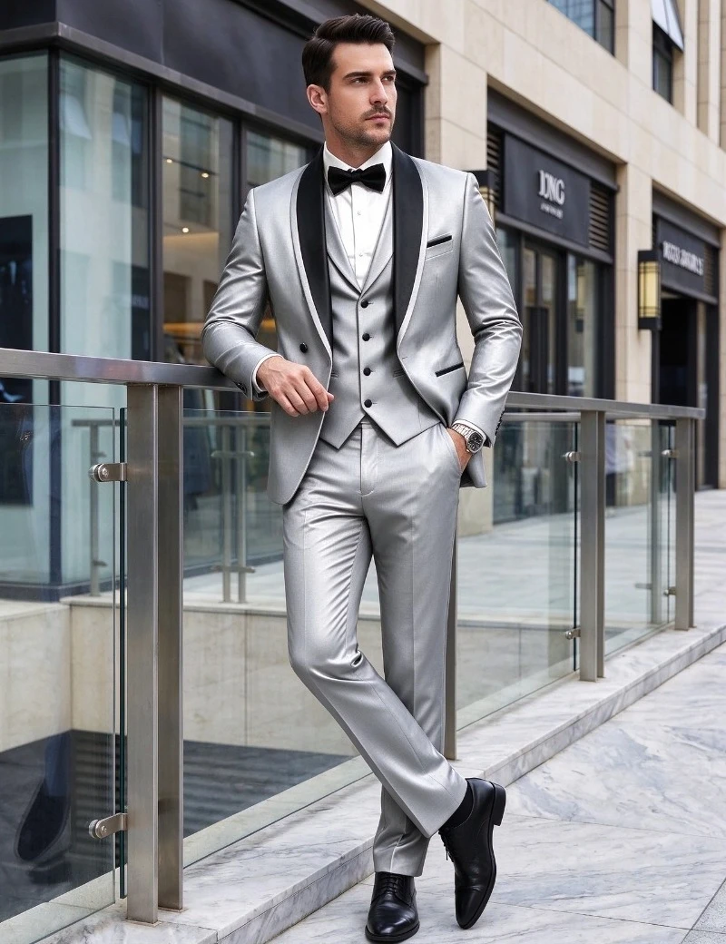 Men's Fitted Blazer Suit 3pcs Set (blazer + Vest + Trousers), Suitable for Business, Wedding And Party Wear