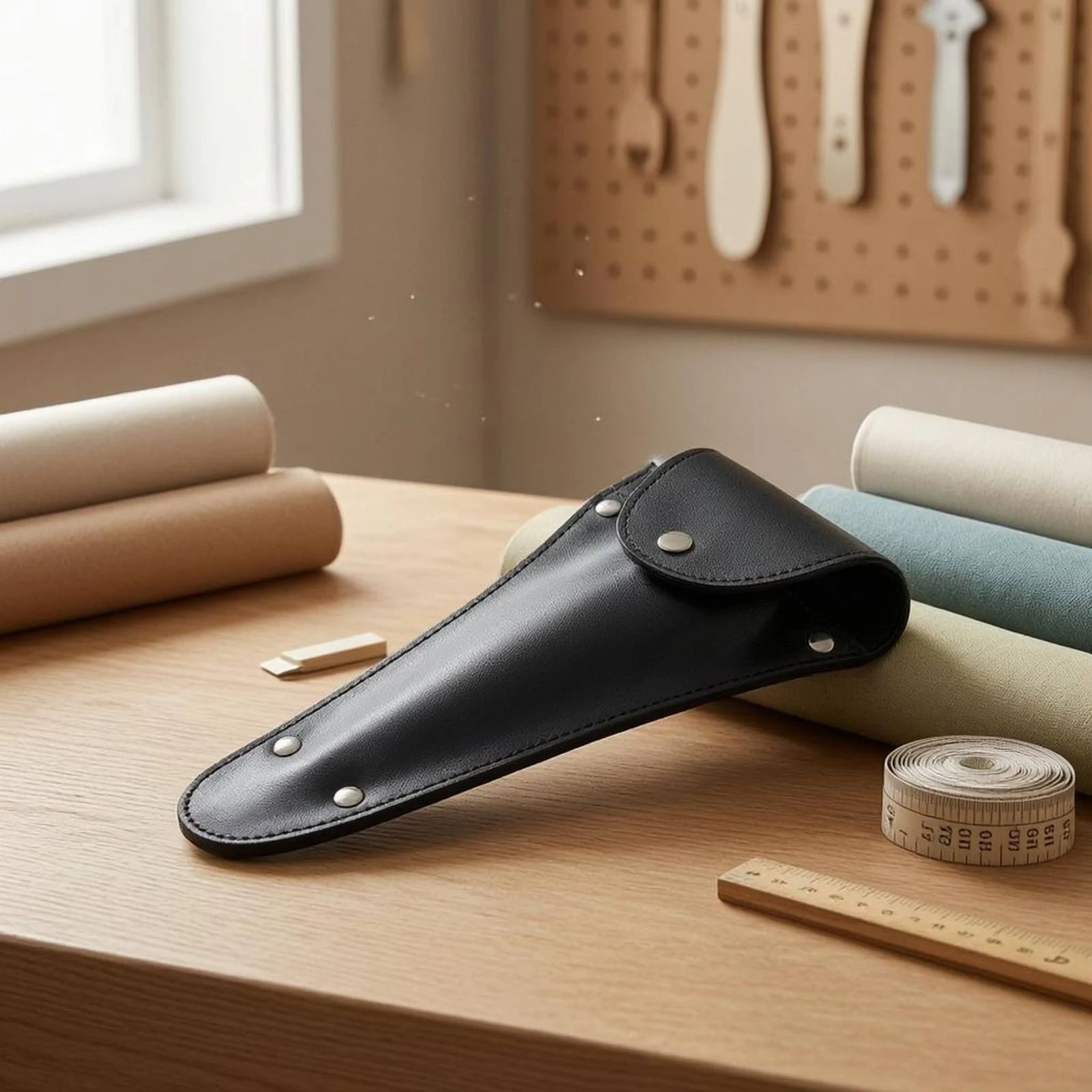 Leather Scissor Sheath Safeguarding Tailoring Scissor Pouch Blade Cover Pouch Snap Closure Sewing Accessory Stitched Edges