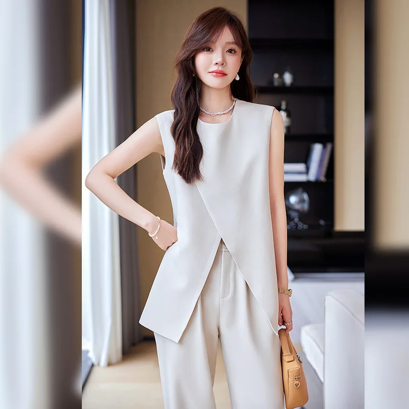 

Formal Uniform Styles 2 Pieces Set Women Business Suits with Pants and Vest & Waistcoat Elegant Career Interview Blazers