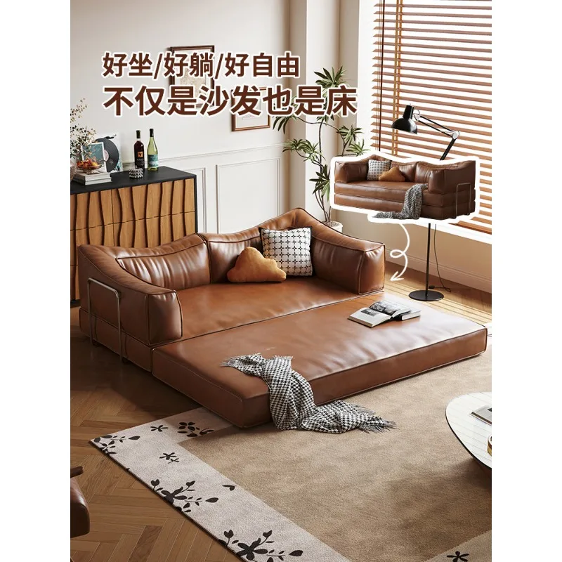 Retro Module Foldable Sofa Bed Tatami Small Apartment Living Room Dual-purpose Pudding Sofa Bed