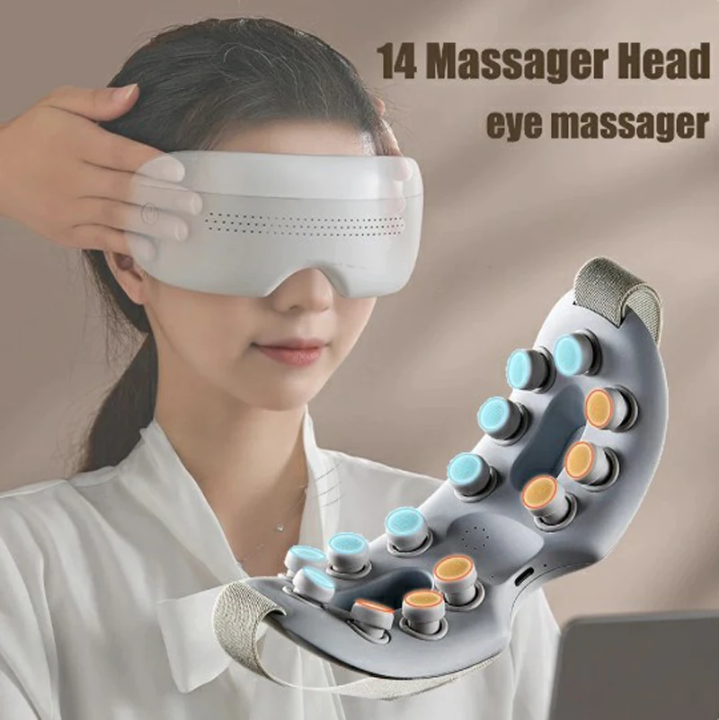 Massageador de olhos inteligente com temperatura constante, compressa quente, fototerapia de vibração, massagem acupoint, design portátil sem fio