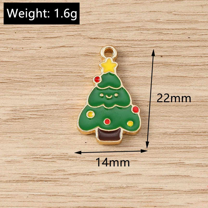 10 Stück Niedliche Emaille-Weihnachtsanhänger mit Schneemann, Weihnachtsmann und Baum für Schmuckherstellung, Ohrringe, Halsketten, DIY-Bastelbedarf – Detail 17