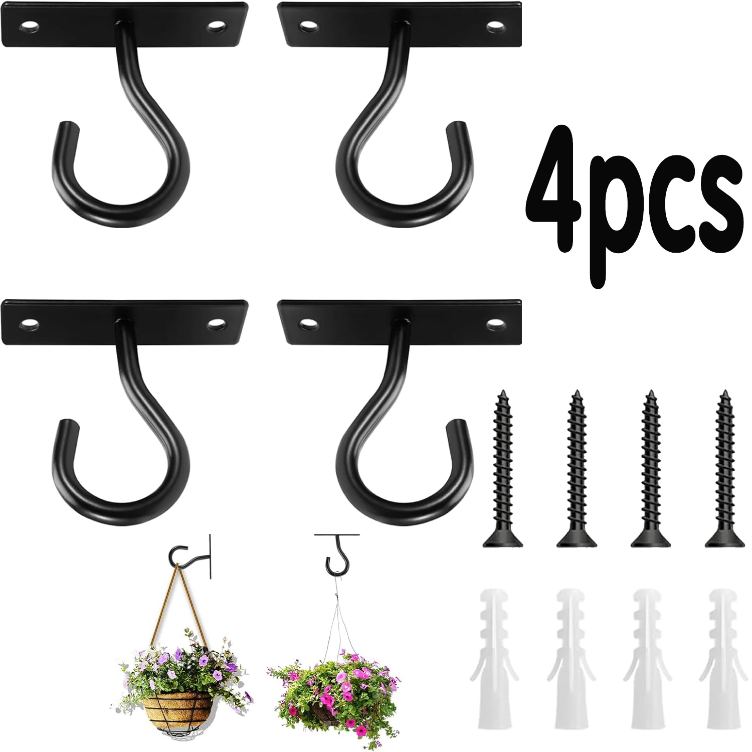 

2/4pcs 2.5inch Ceiling Hooks for Hanging Plant Hanger for Indoor and Outdoor Plant Pots Holder Wall Hook for Flower Basket