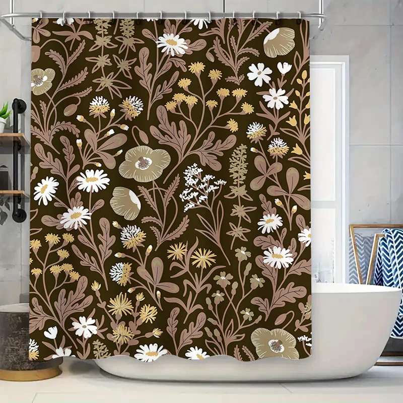 

Красивая занавеска для душа с цветочным принтом и золотыми акцентами для декора ванной комнаты. Водонепроницаемая ткань доступна в нескольких размерах.