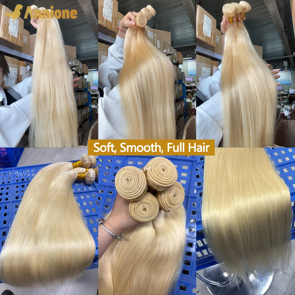 Annione 613 Menschliches Haar Bundles 12A Gerade Menschliches Haar Bundles Rohes Menschliches Haar 100% Blonde 3/4 Bundles Haar Extensions Für frauen