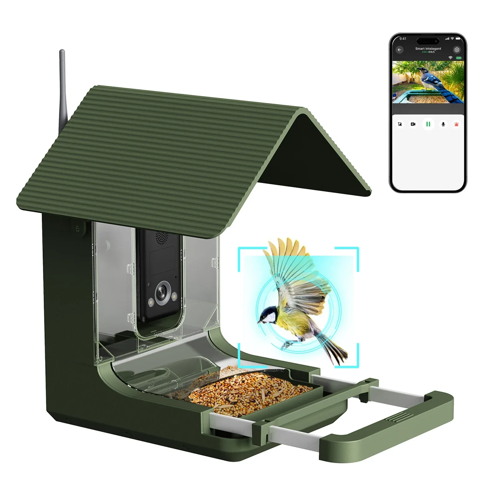 

OEM/ODM 4K UHD AI-Powered smart bird feeder camera with 10000+ species Bird Identification IP66 waterproof 1.5L Large feeder