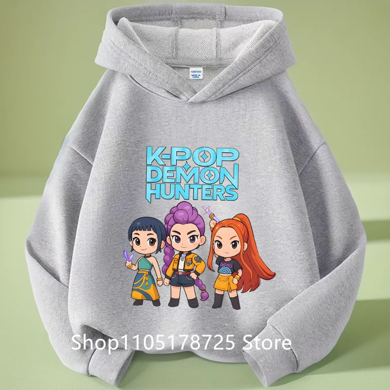 2026 KPop شيطان الصيادين Huntrix هوديي طفل الفتيات الفتيان موضة البلوز Harajuku كم طويل البلوز الاطفال جديد الكرتون القمم #4