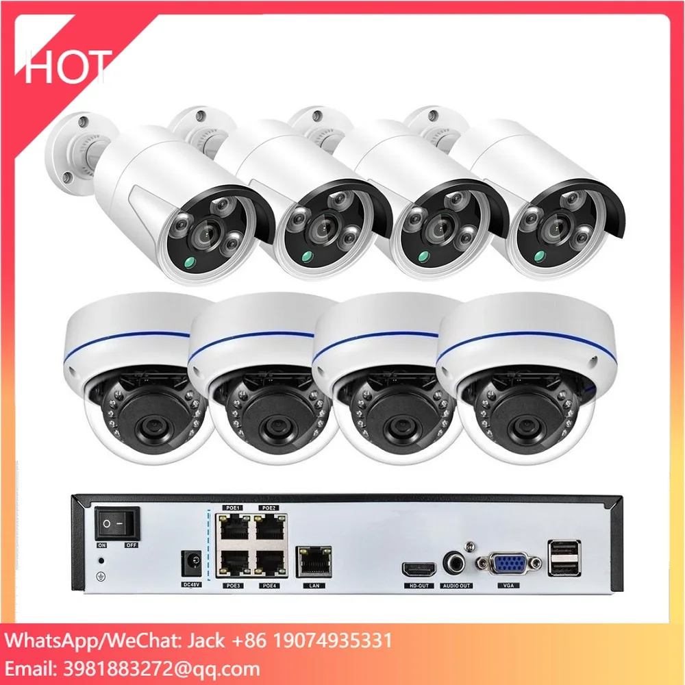 

Weatherproof 8CH 4K IP POE 8MP NVR Kit XMEYE ICSEE App. IR Night Vision Audio Wired Network Security CCTV Camera System