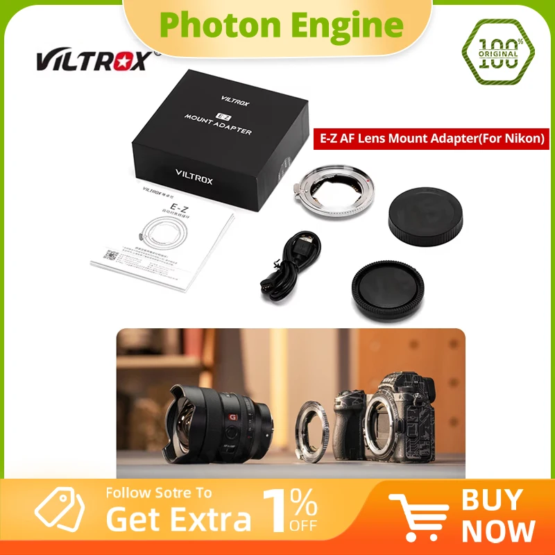 Viltrox E-Z Booster Lens Mount Adapter Auto Focus for Sony E-mount Lens Adapter to Nikon Z-mount Series Mirrorless Camera Z5 Z50