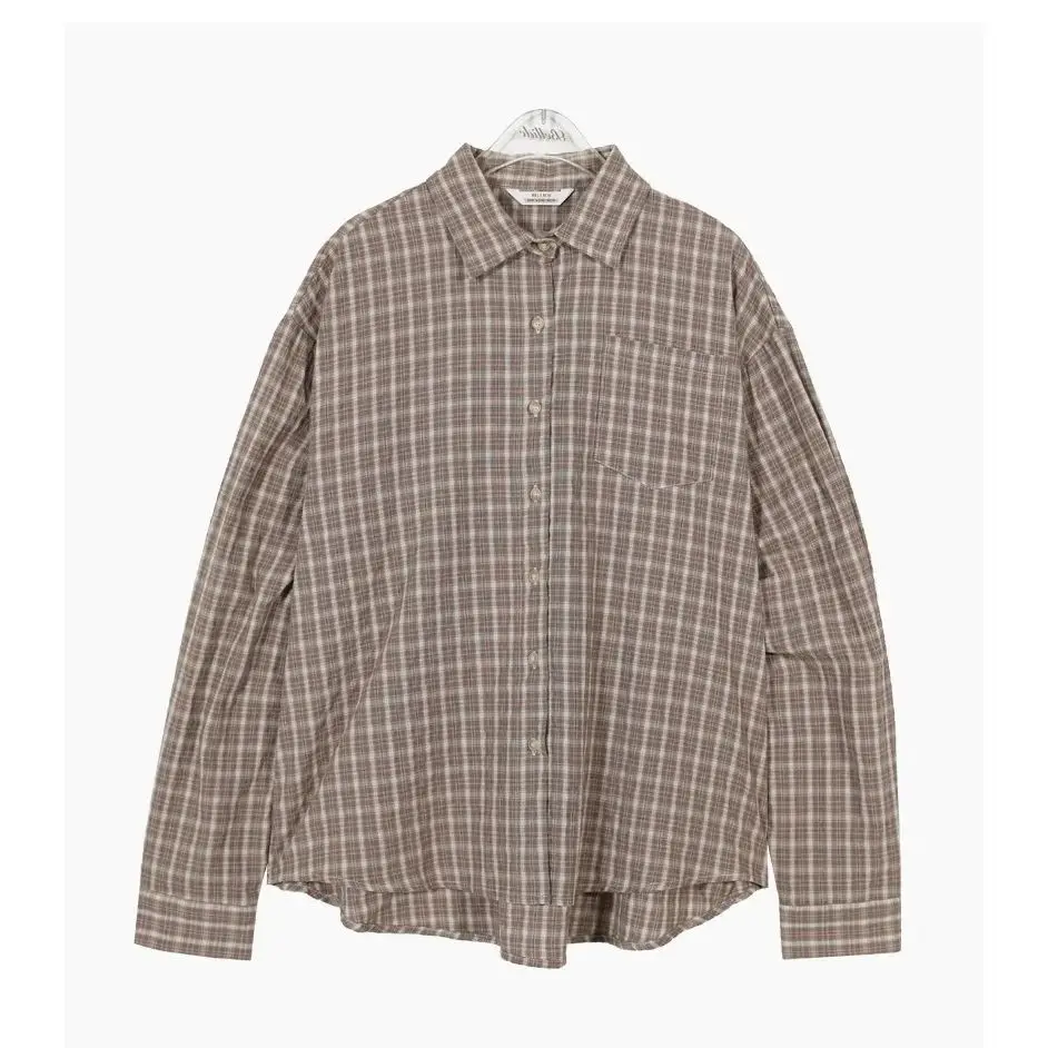 Korean style Autumn Versatile Commuter Lapel Plaid Shirt Loose Plaid Shirt