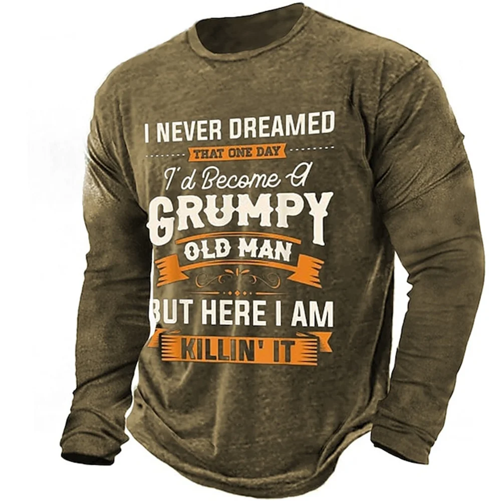 Funny Letter Printed Long Sleeve T-shirts Autumn Fashion Cotton T Shirt For Men Hip Hop Trend Vintage Clothes Casual O-neck Tops