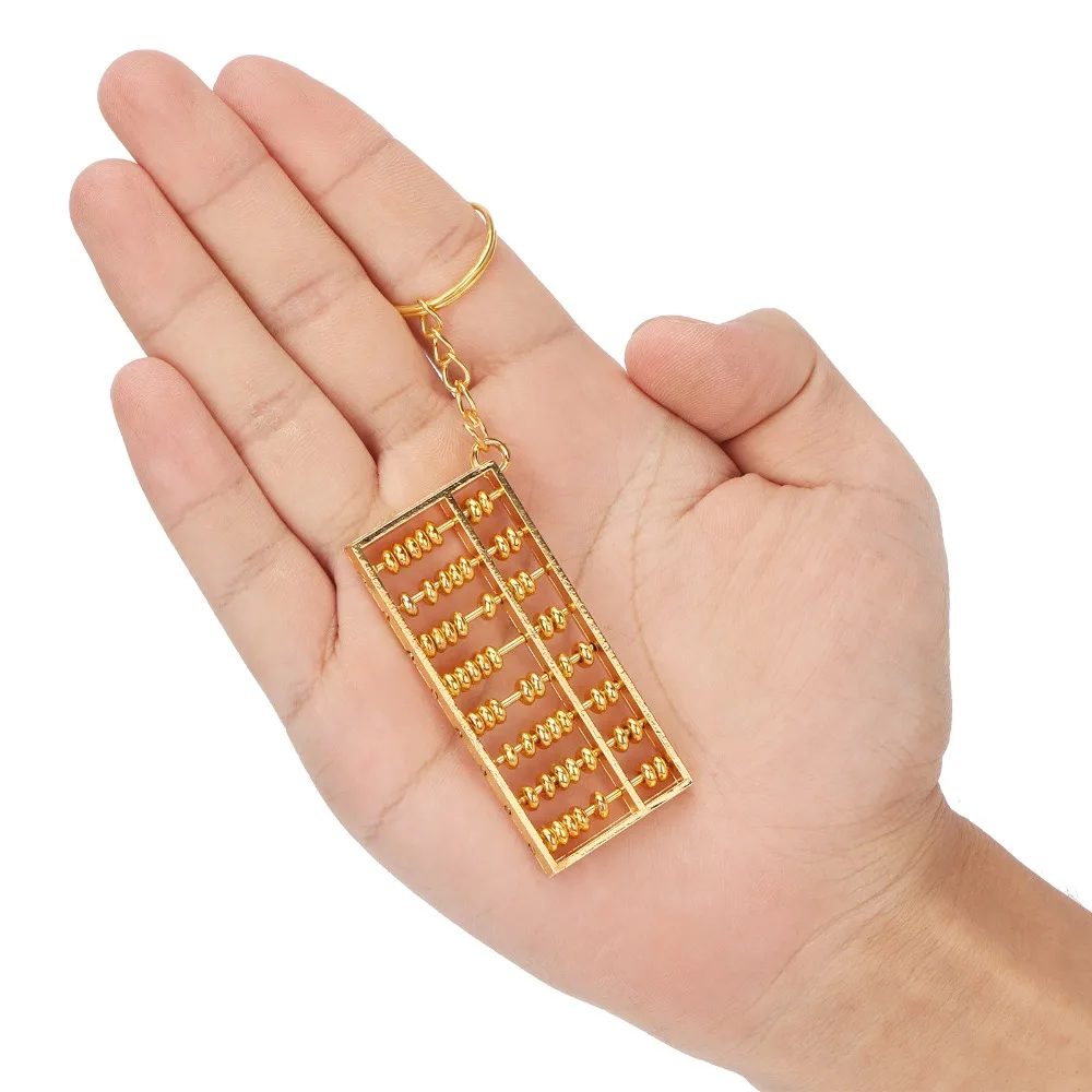 2pcs Keychains & Charms Alloy Abacus Keychain Golden 8 Rolls Abacus Pendant Portable Mini Abacus Keychain Feng Shui Lucky Charm