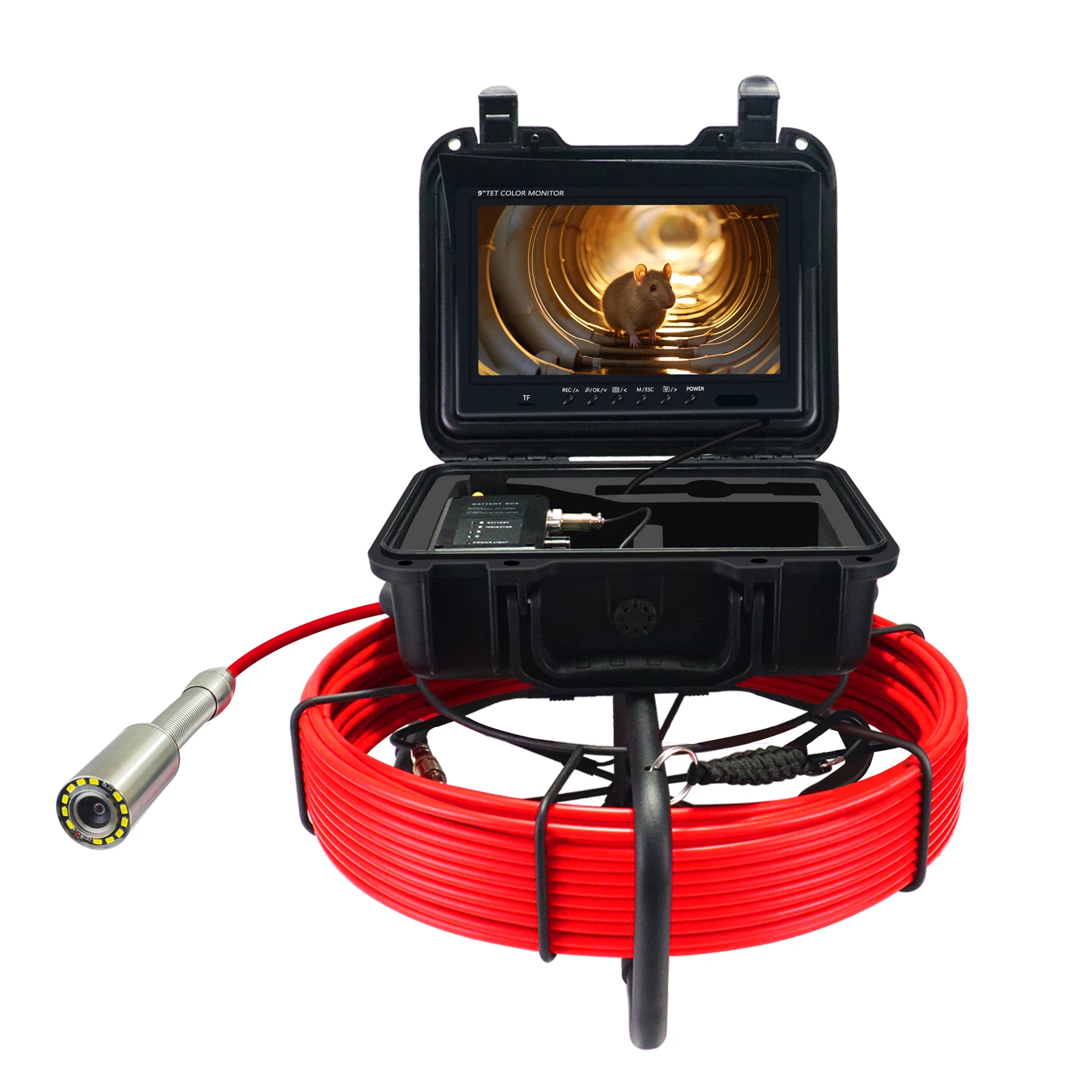مصنع مقاوم للماء IP68 9 بوصة كاميرا فحص استنزاف Borescope الصناعية مع ضوء لاستنزاف أنابيب الصرف الصحي