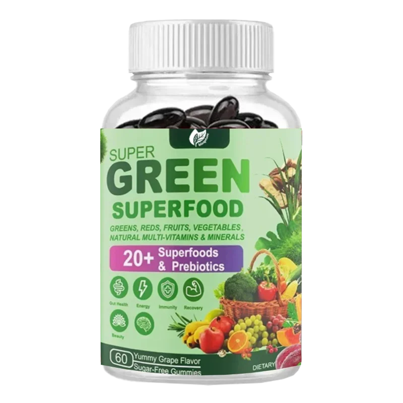 60 Capsules Digestive Intestinal Health Supplement with Spirulina Microalgae Prebiotic Fiber Fruits Vegetables