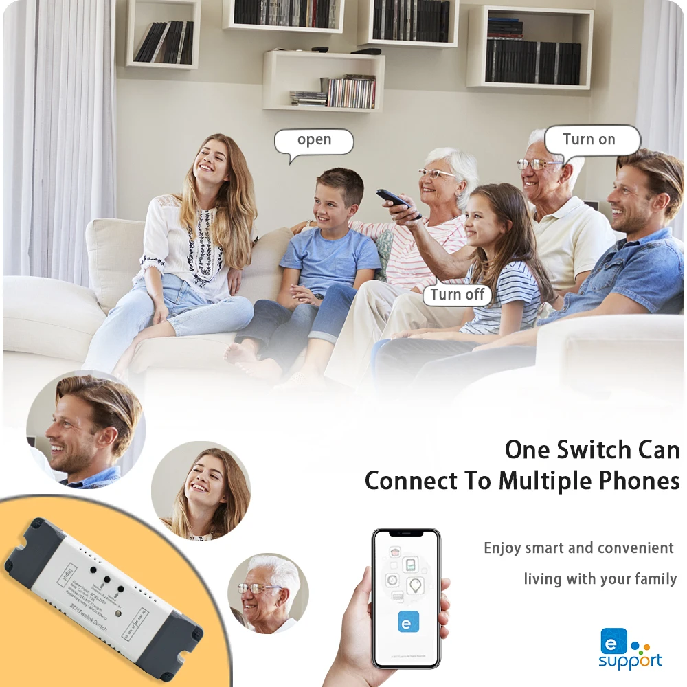 2CH واي فاي وحدة تبديل ذكية التتابع Ewelink APP استقبال التيار المتناوب تيار مستمر 7-32 فولت 85-250 فولت RF433 بوصة الذاتي قفل التبديل ل أليكسا جوجل