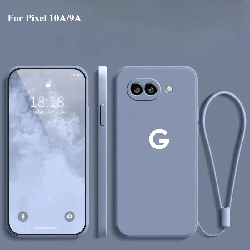 Original Flüssig-Silikon Handyhülle mit Trageriemen für Google Pixel 10A 9A 10 9 Pro XL Kameraschutz Weiche Stoßfeste Abdeckung