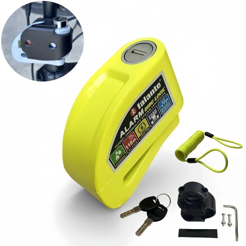 

Falante Motorcycle Bicycle Alarm Disc Lock Security Anti-thef Aluminium alloy Waterproof Reminder Rope+Lock bracket 6 colors
