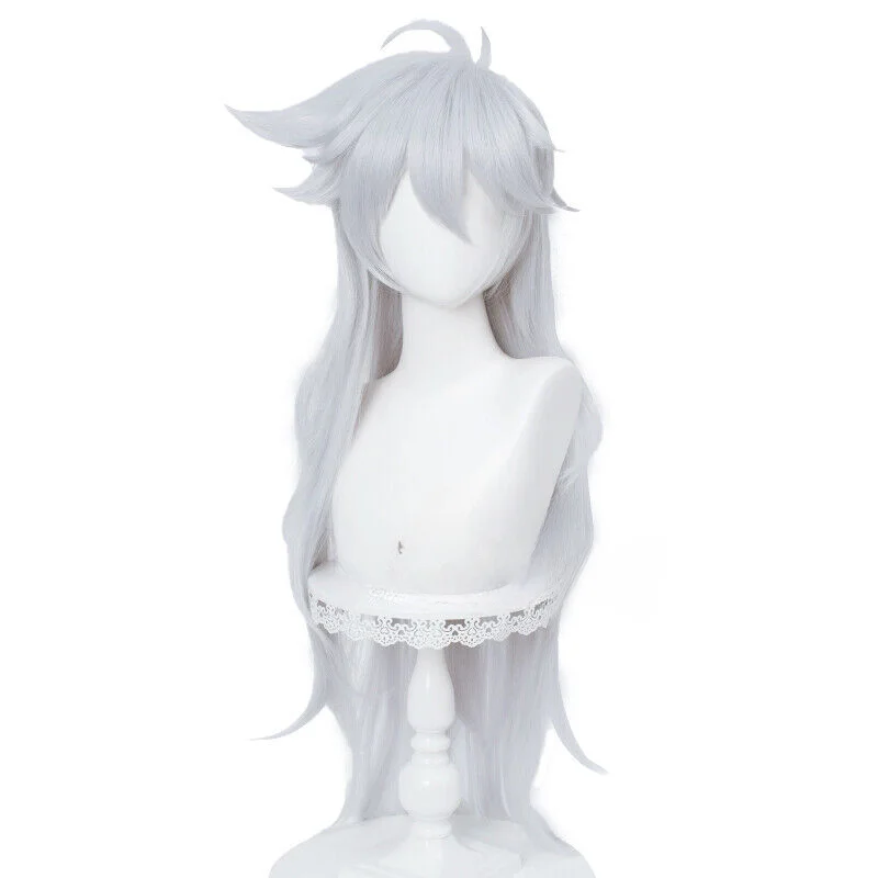 Genshin Impact Razor Cosplay Wig Long Silvery Grey Men Synthetic Hair