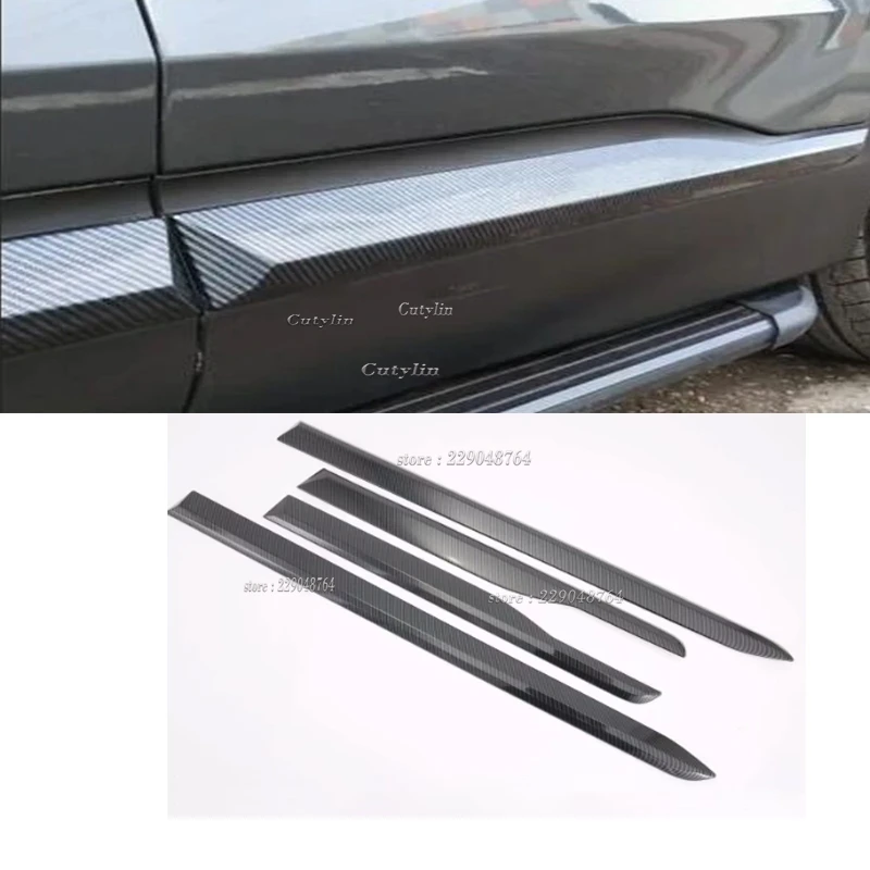 

For Hyundai Santa Fe 2019-2021 2022 2023 Carbon Fiber Door Side Strip Body Skirt Molding Trim Sticker Accessories Car Styling