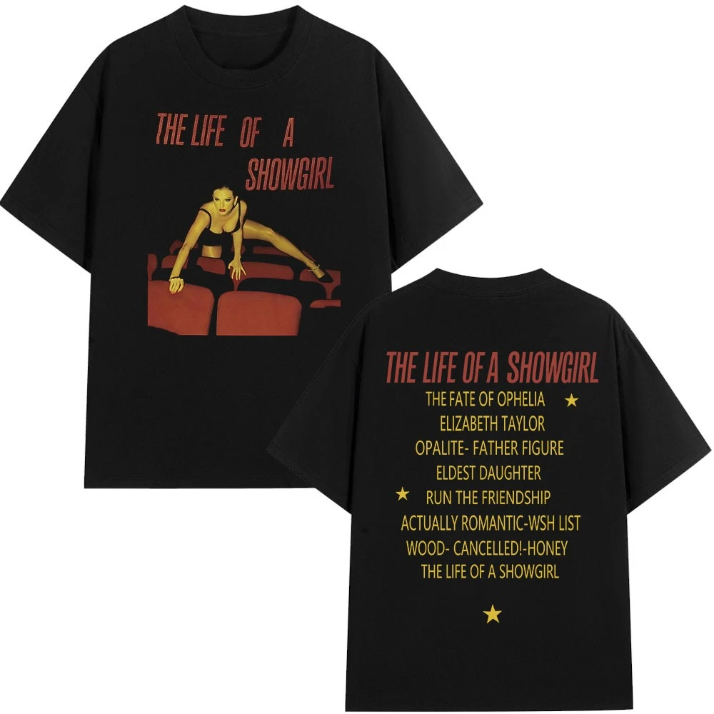 

The Life of A Showgirl Album 100%cotton men's shirt hawaiian luxury Graphic Tshirt summer Y2K short sleeve fashion oversized Tee