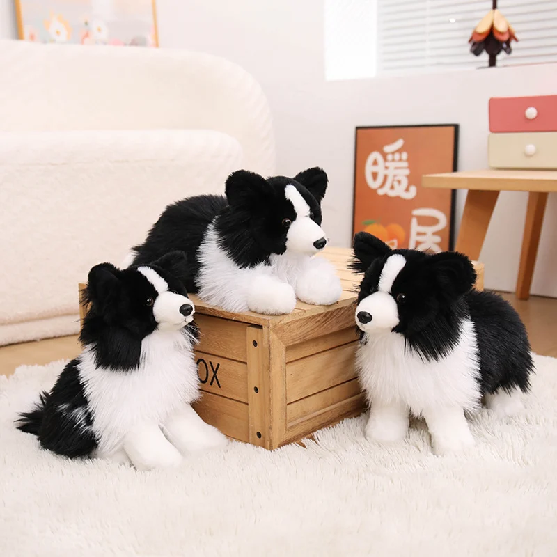 TreasuringU Lifelike Border Collie Plush Toy 3 Pcs Differents Poses Dog Stuffed Doll Soft Dog Animals Throw Pillow Birthday Gift