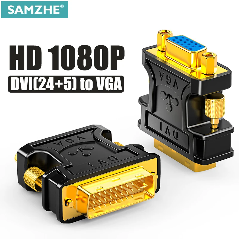 SAMZHE 24+5 DVI-I Male to HDMI Female Adapter Video Converter HDTV LCD Moniator Adapter DVI to VGA PC Laptop Tablet