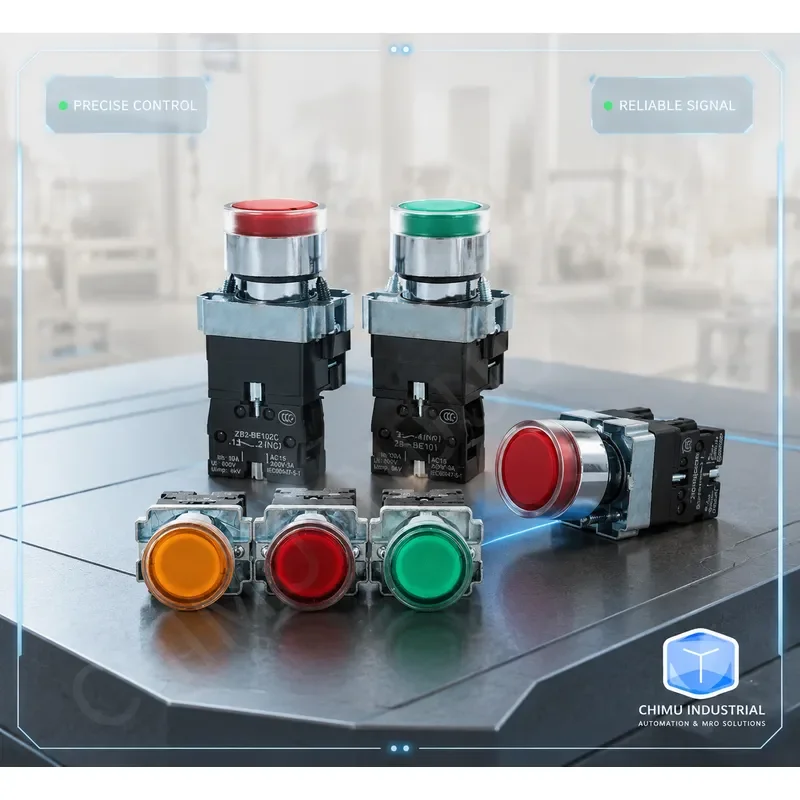 【CHIMU INDUSTRIAL】 for XB2-BW3462 BW3361 LED Push Button Switch Self-Resetting 24V 220V 380V