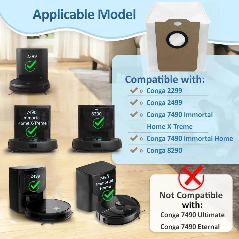 Подходит для модели пылесоса Conga 2299 2499 7490 8290, нетканый мешок для пыли, сменные аксессуары