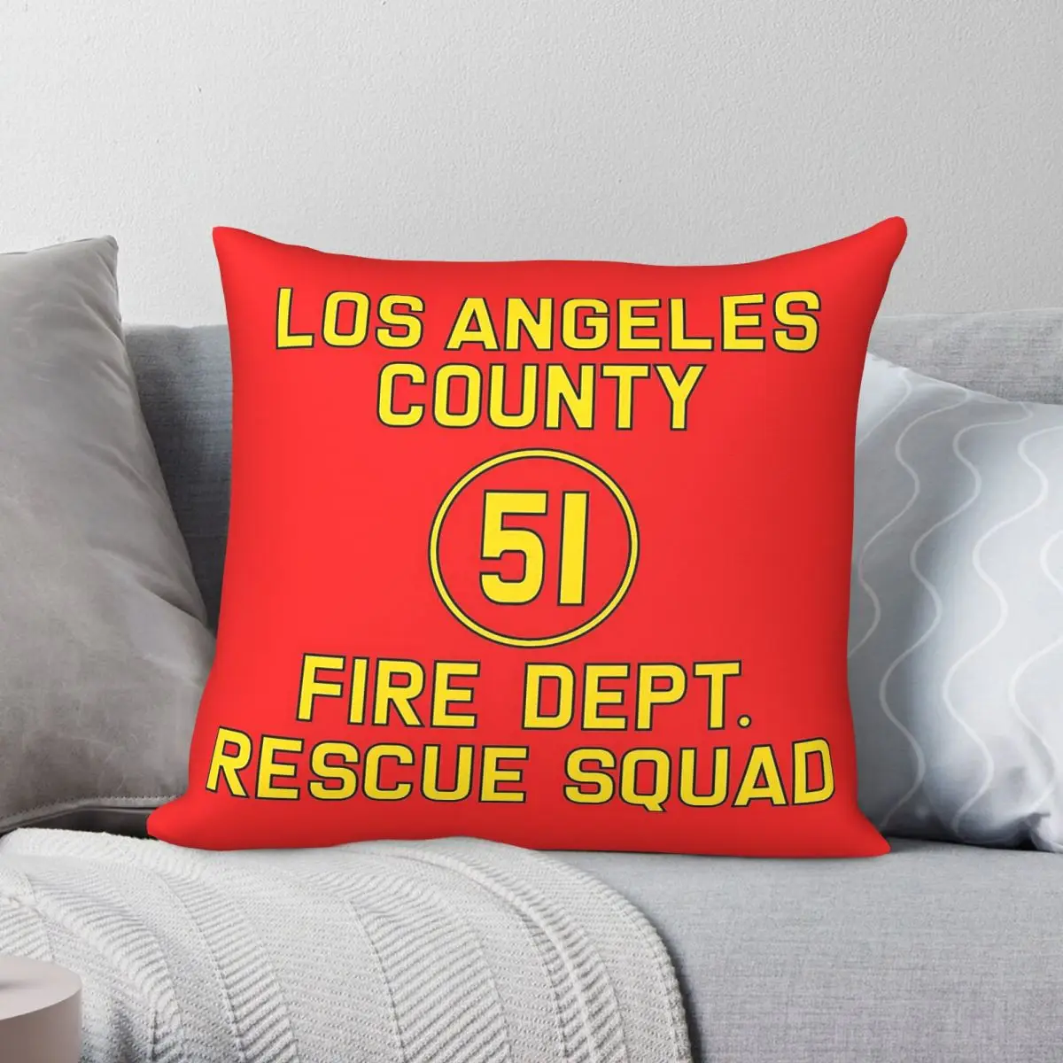 Emergency Squad 51 Side Of Truck Pillowcase Polyester Linen Velvet Pattern Zip Decorative Pillow Case Home Cushion Cover