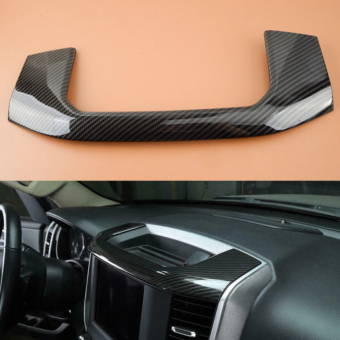 

Black Carbon Fiber Style ABS Car Dashboard Center Console Storage Box Cover Trim Panel Frame Fit for Dodge Ram 1500 2018-2021