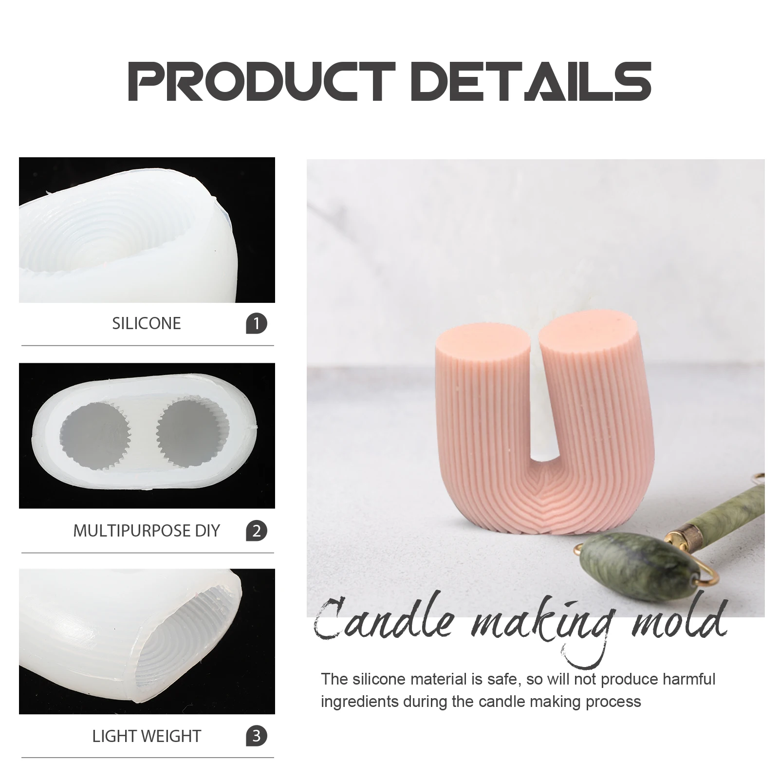 

U-shaped Aromatherapy Mold Soap Making Molds for Candles Diy Moulds Silicone Craft Wax Melt Home Decorate