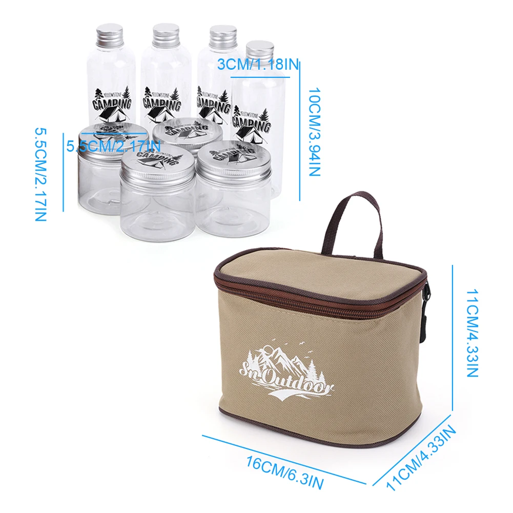 8 قطعة مجموعة زجاجات توابل التخييم مع حقيبة التخزين طقم توابل التخييم مجموعة جرة التوابل للسفر في الهواء الطلق التخييم شواء نزهة #4