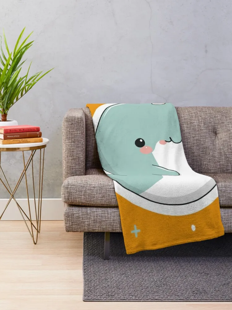 Cute Turquoise Narwhal Sticker _ Cute Turquoise Narwhal Throw Blanket Nap Luxury Thicken sofa bed for sofa Blankets