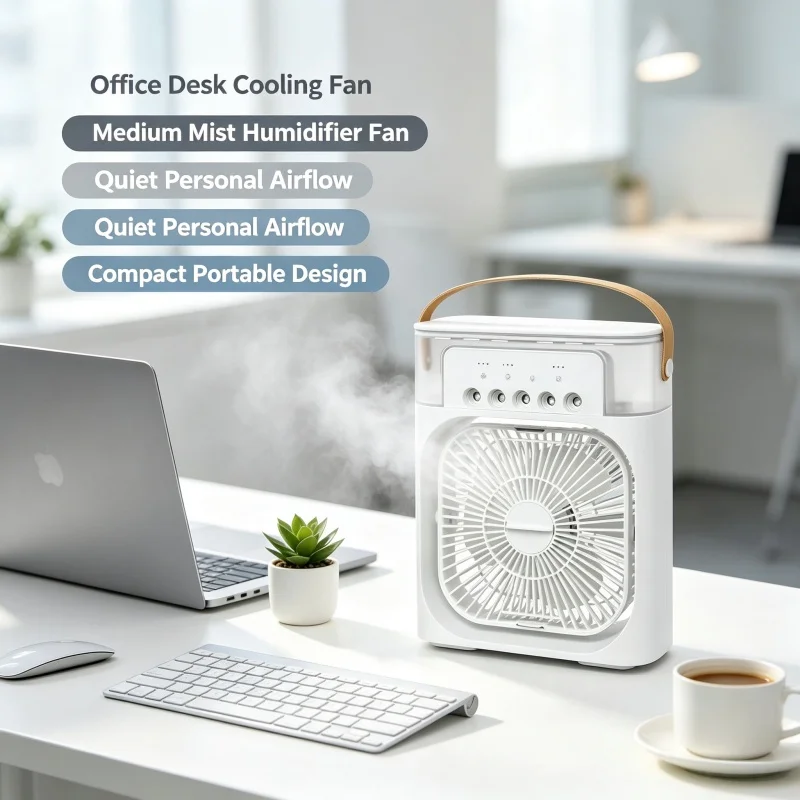 New 3 In 1 Fan AIr Conditioner Household Mini Air Cooler LED Night Light Portable Humidifier Air Adjustment Fan Office Home Fan