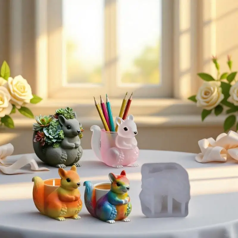 A52E Practical Silicone Mould Accessory for Making Squirrel Planter Great for Personalize Styles and Decorations