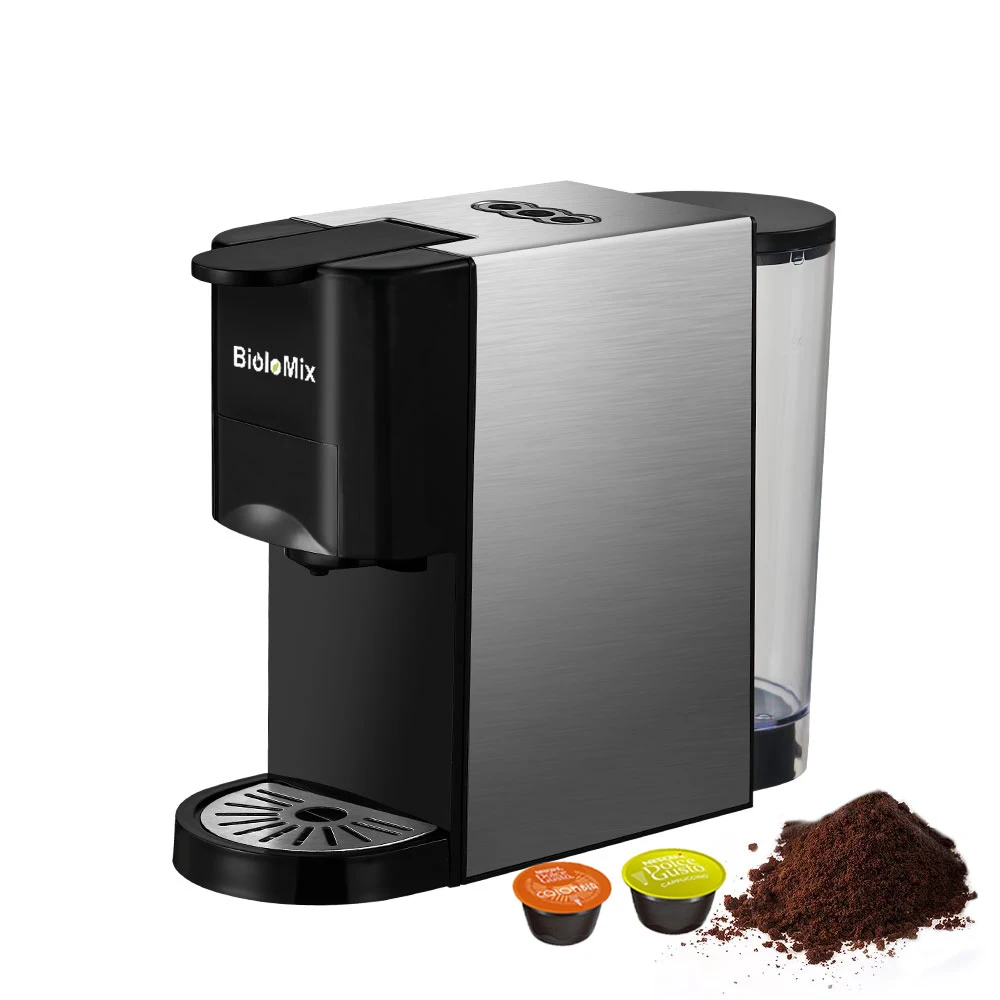 BioloMix-cafetera Espresso 3 en 1, máquina de café con cápsulas múltiples, 19Bar, 1450W, compatible con Nespresso,Dolce Gusto y café en polvo