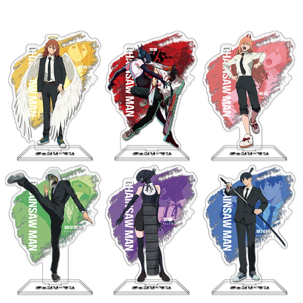 أنيمي بالمنشار رجل الفيلم: Reze Pochita Denji Makima تأثيري حامل الاكريليك سطح المكتب الديكور الشكل الدائمة لوحة الدعائم #1