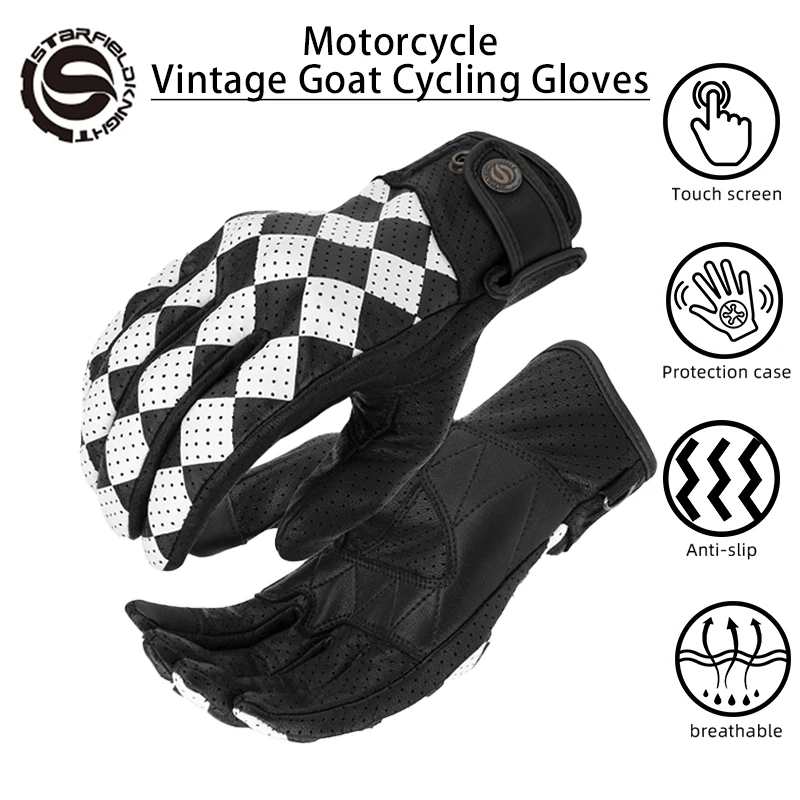 

Motorcycle Gloves Men Women Touchscreen Motocross Gloves Anti-fall Vintage Motorbike Gloves Leather Moto Biker Gloves Breathable