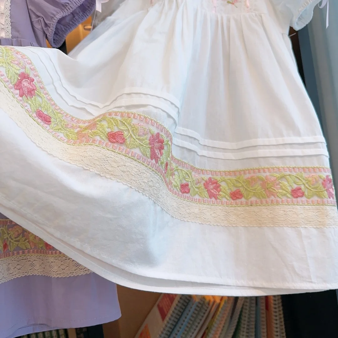 Girls Casual Dresses French Summer New Baby Puff Sleeve Sweet Princess Childrens Clothing Round Collar Pleated