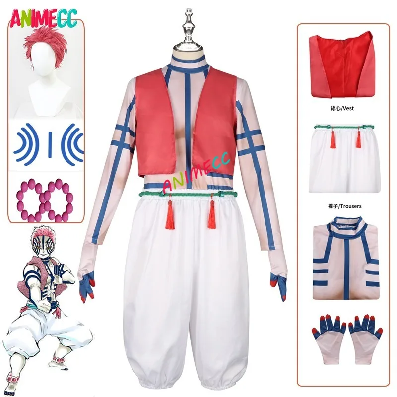 

ANIMECC В НАЛИЧИИ S-2XL Akaza Косплей Костюм Парик Татуировка Наклейка Аниме Японское Кимоно Хэллоуин Вечерние Наряды для Женщин