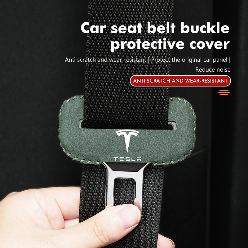 Car Seat Belt Buckle Clip Protector Suede Anti-Scratch Cover For Tesla Model 3 Y S X Roadster