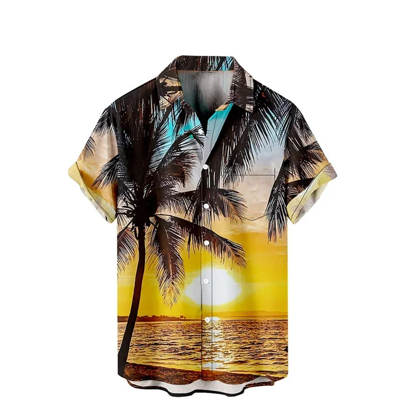 Men's shirt lapel summer short-sleeved Hawaiian personalized pattern 3D printing daily casual work vacation comfortable design