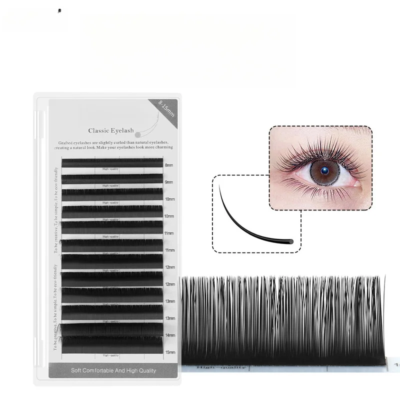 Individual Round Eyelash Extensions J B C CC D DD Curl, Ultra Soft Matte Black Classic Lashes, Easy to Pick Up for Handmade Volu