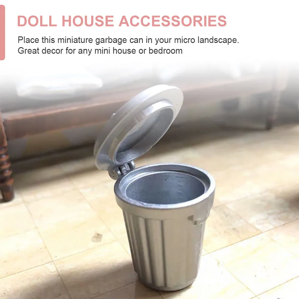 

2Pcs Mini Garbage Can Realistic Micro Landscape Decor Small House Adornment Desktop Handmade Mini Trash Bin Ornament Collection